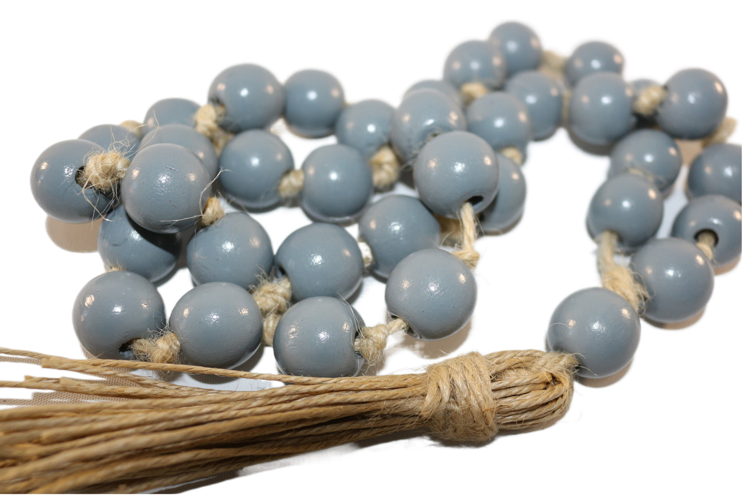 Bead Garland with Tassels Grey