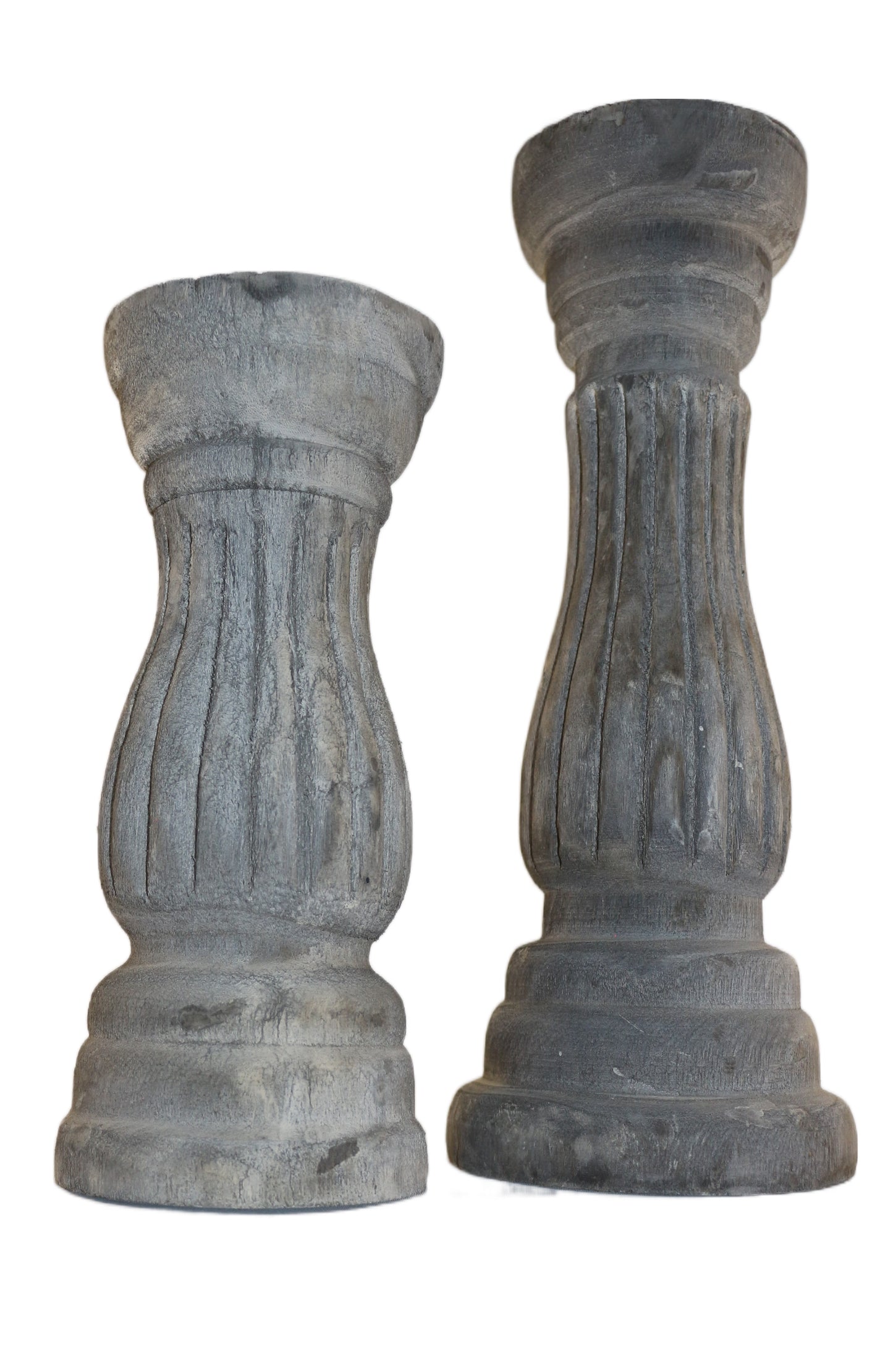 Candleholder Wood Grey Wash