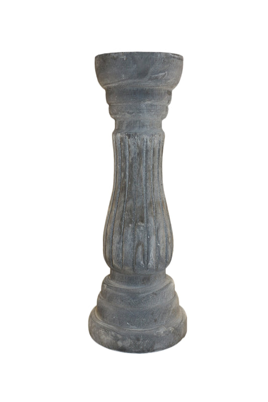 Candleholder Wood Grey Wash