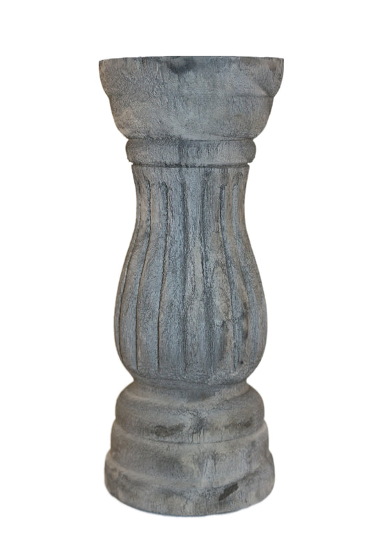 Candleholder Wood Grey Wash