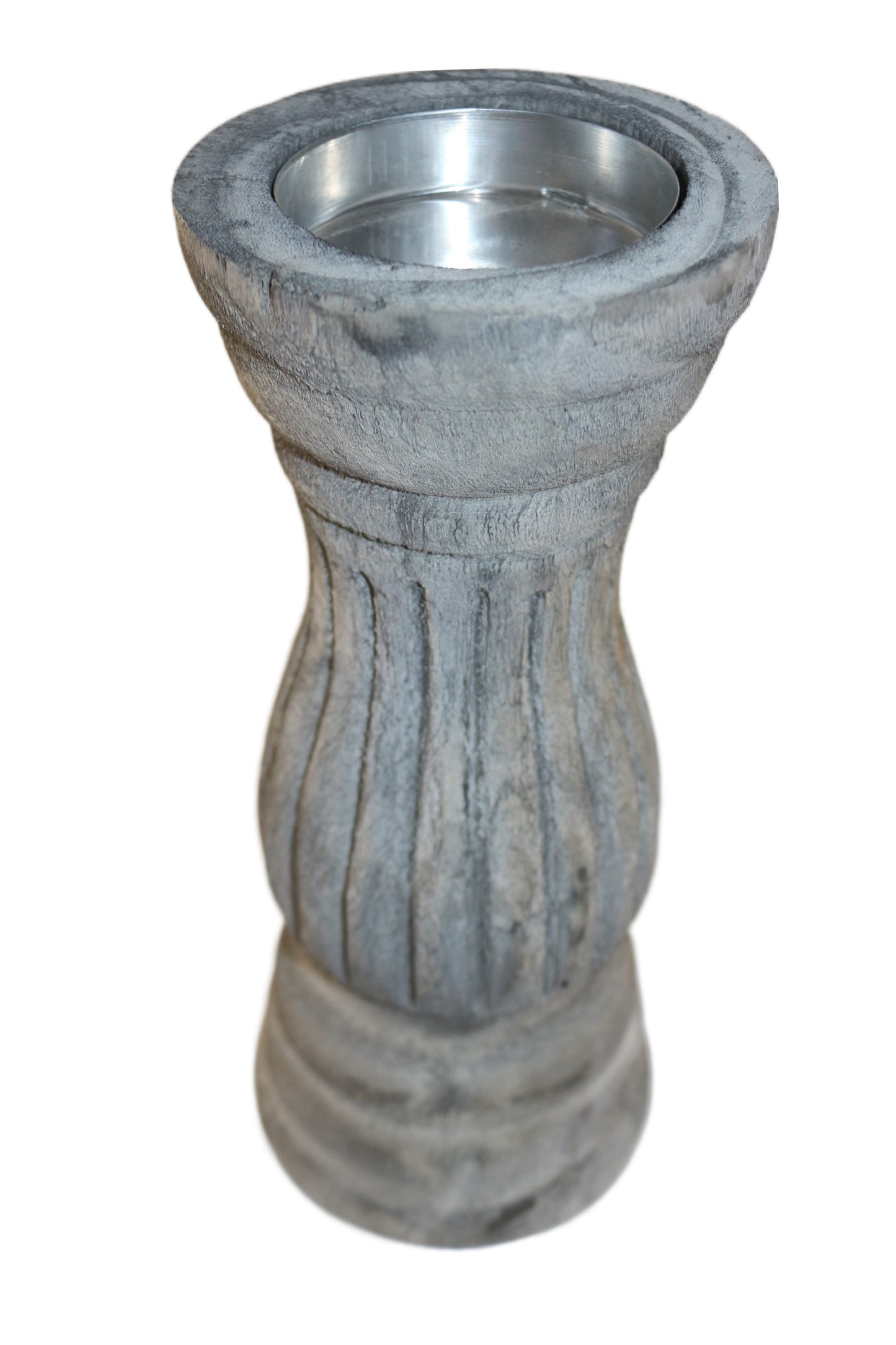 Candleholder Wood Grey Wash