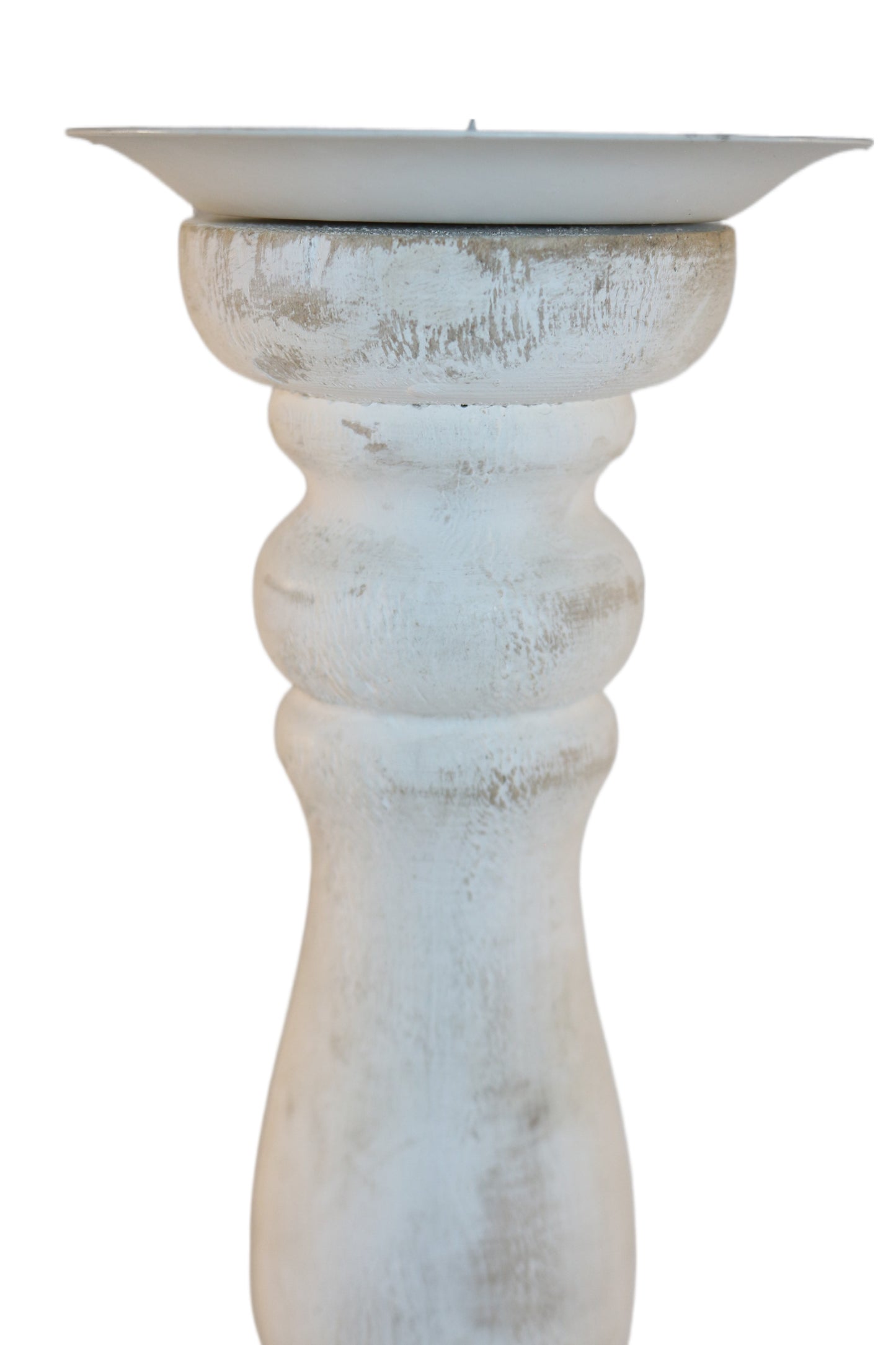 Candleholder Wood White Wash