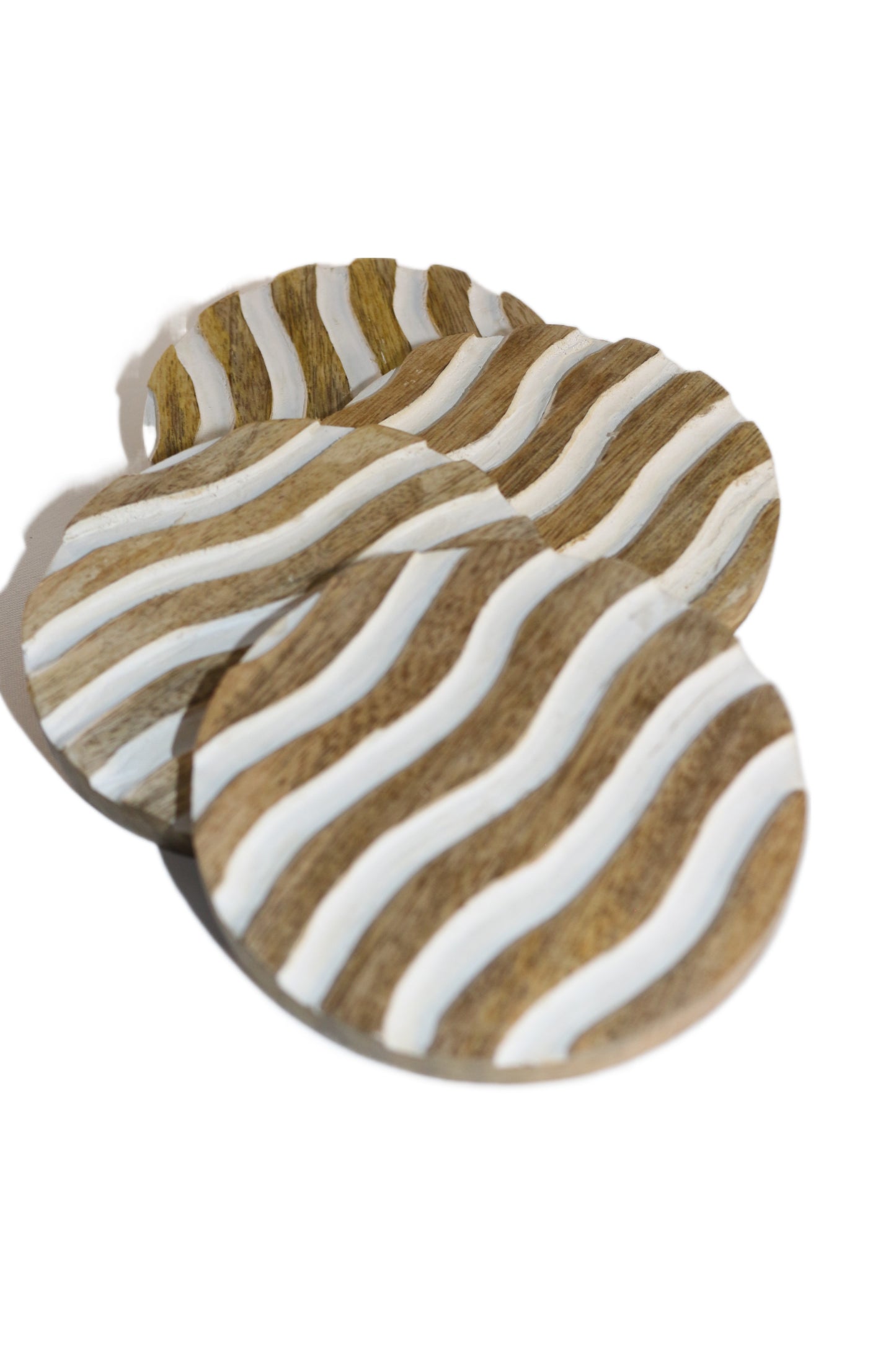 Wooden Coasters Round Set of 4