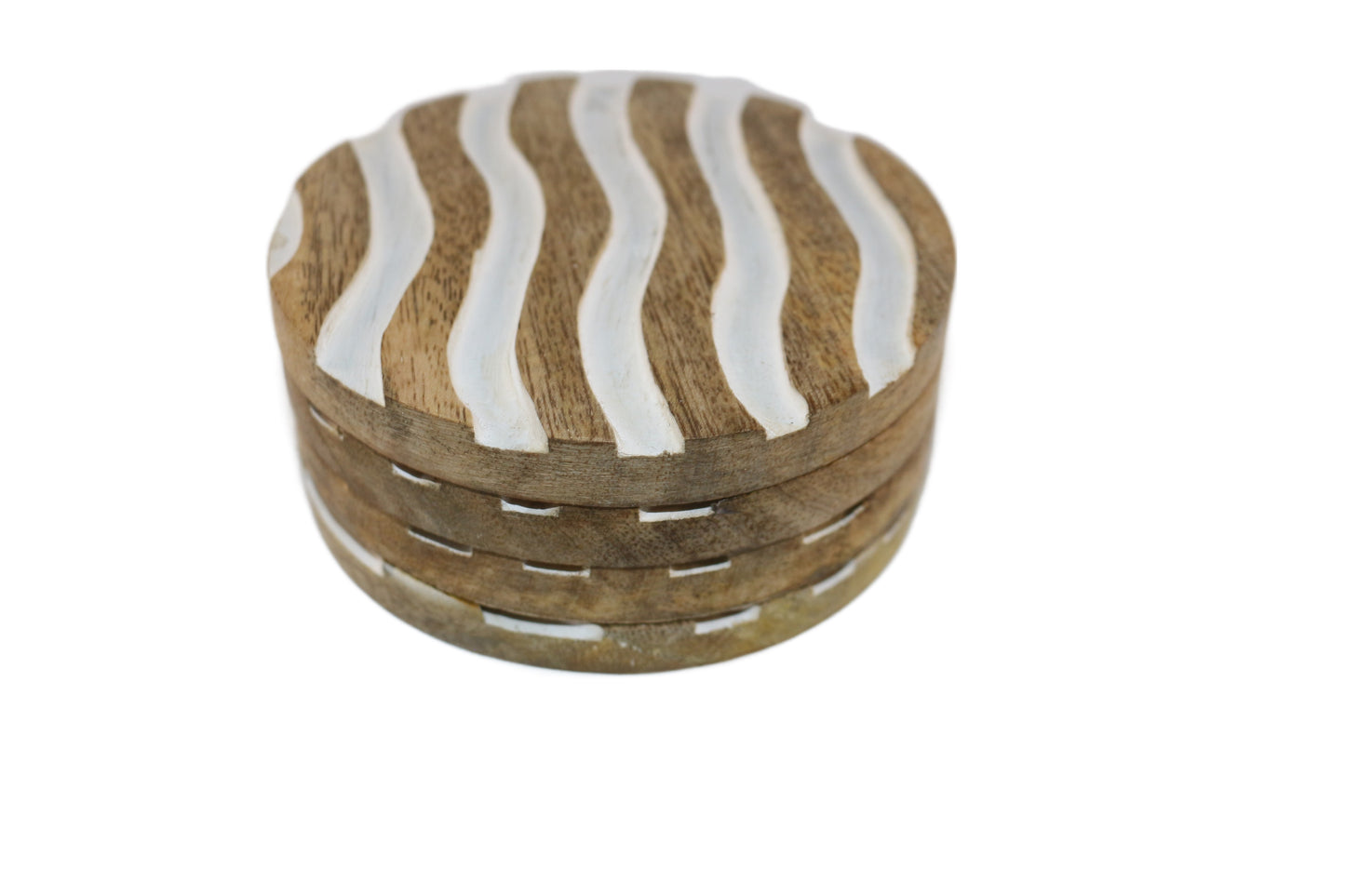 Wooden Coasters Round Set of 4