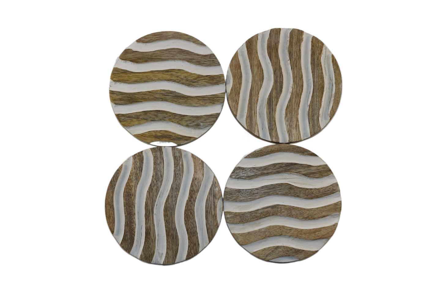 Wooden Coasters Round Set of 4