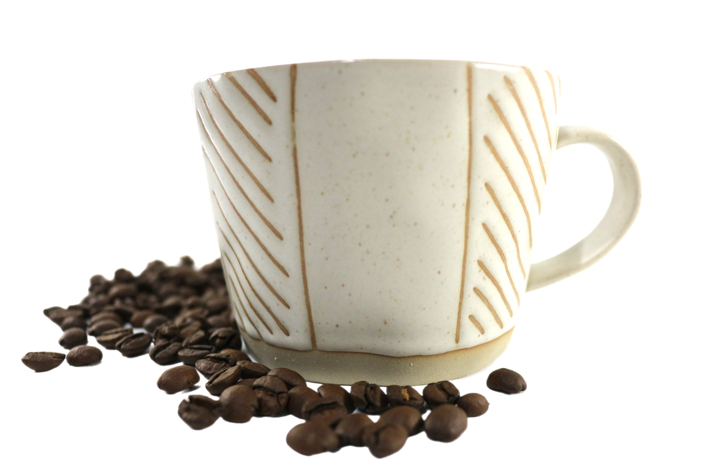 Coffee Mug Ceramic Beige Lines