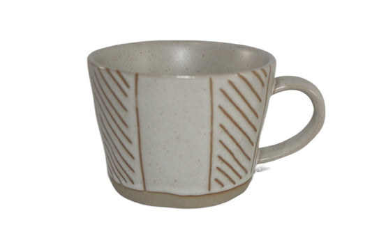 Coffee Mug Ceramic Beige Lines