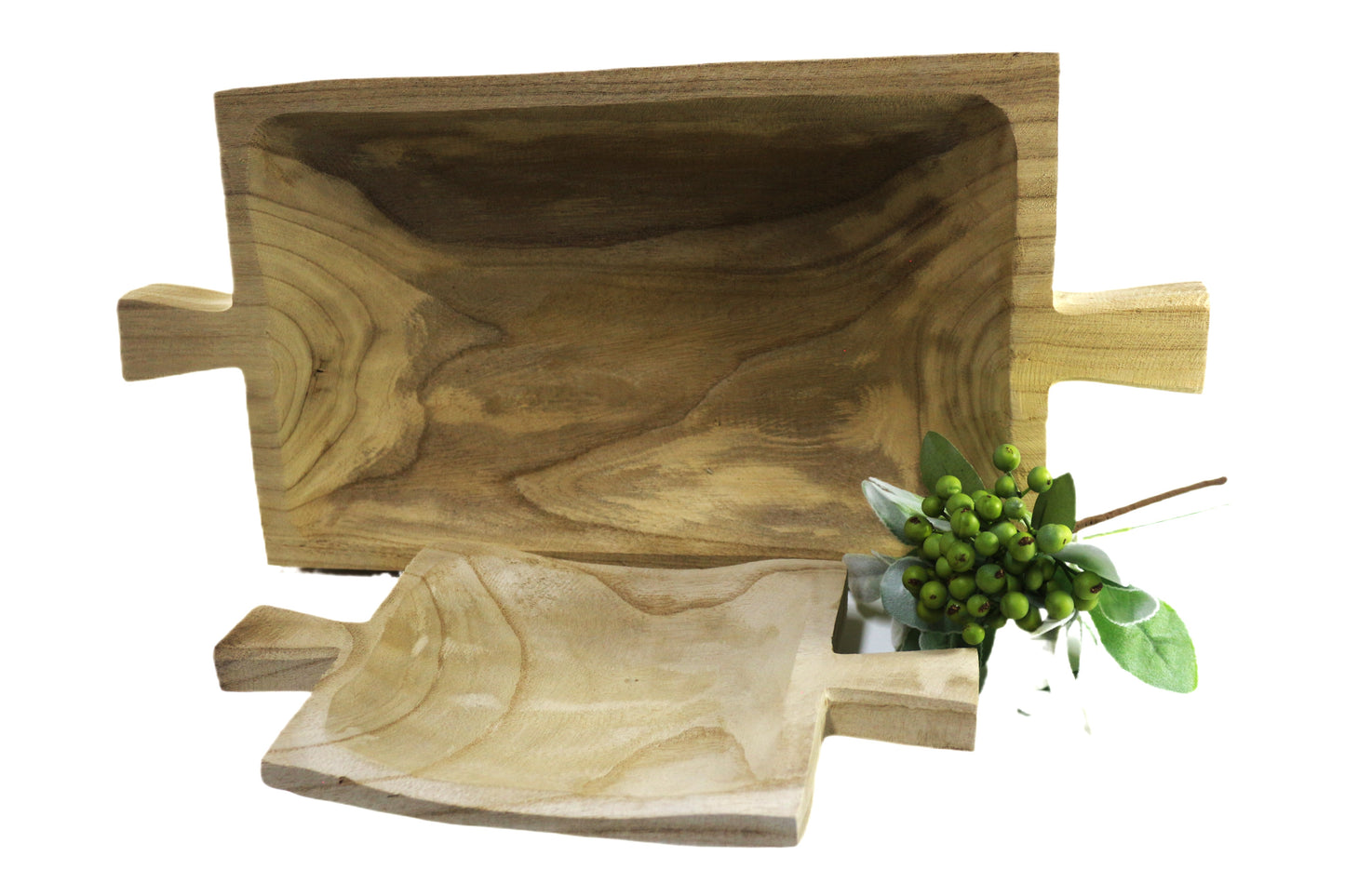 Dough bowl with handles. Paulownia wood. Medium