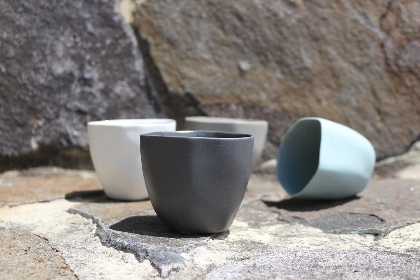 Flax tea cup. Charcoal