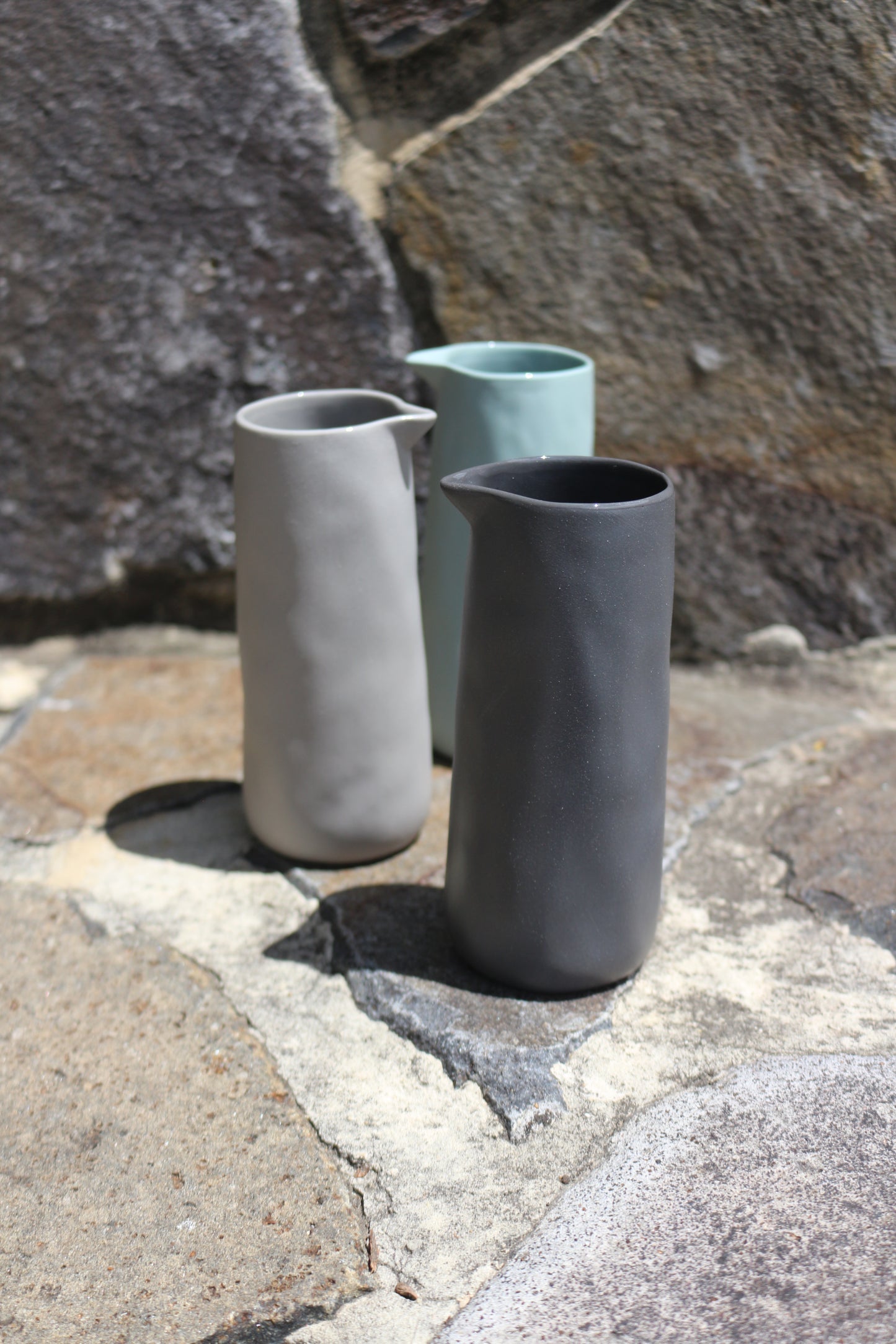 Flax jug no handle. Charcoal