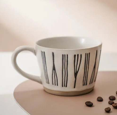 Coffee Mug Ceramic Black Lines