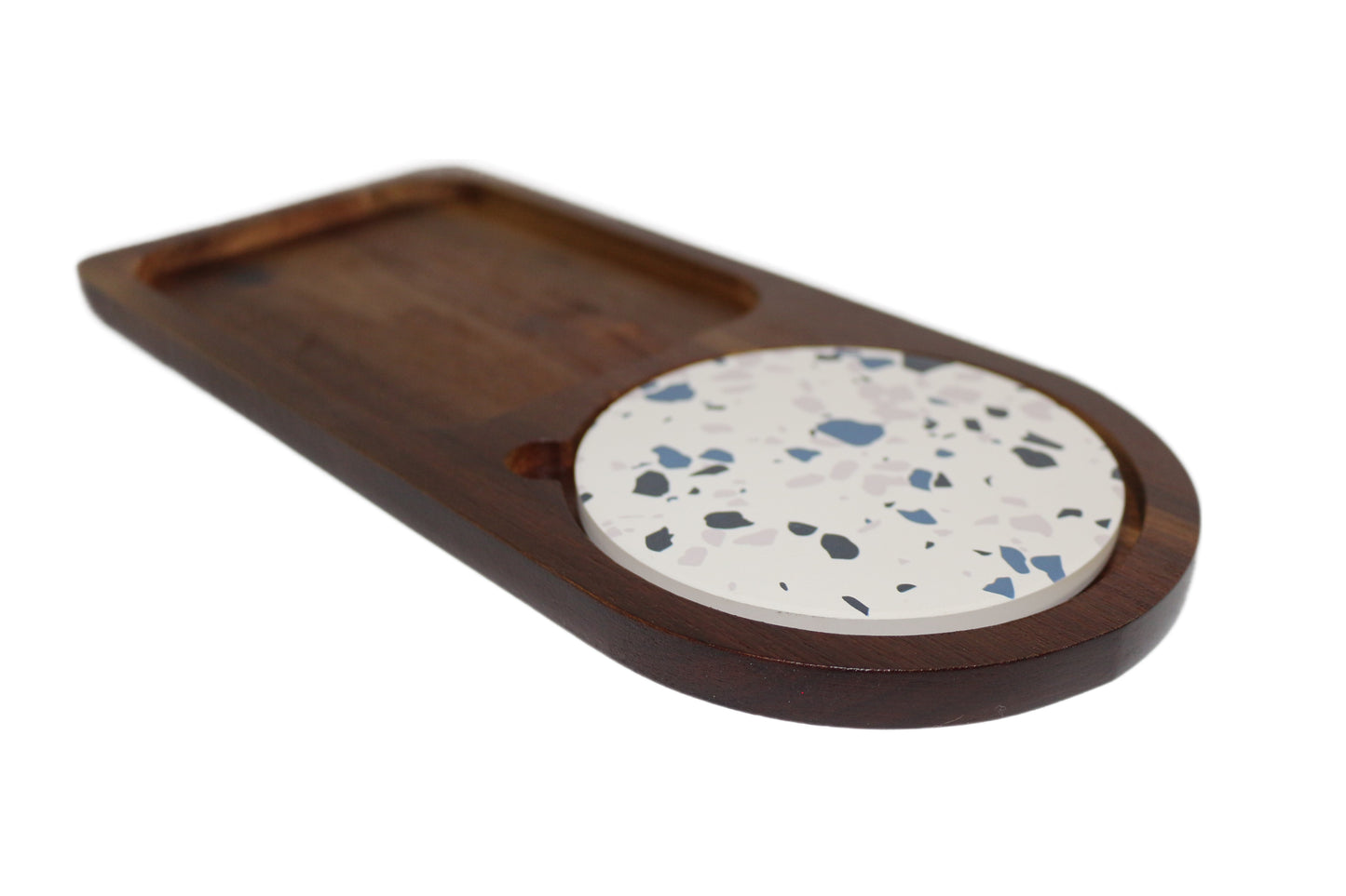 Service Tray Walnut with Terrazzo Tile