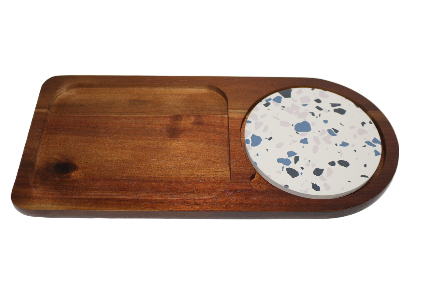 Service Tray Walnut with Terrazzo Tile