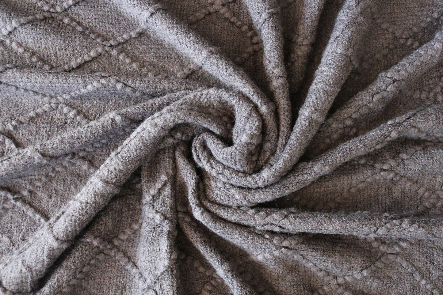 Throw Rug Soft Textured Knit with Tassels Grey